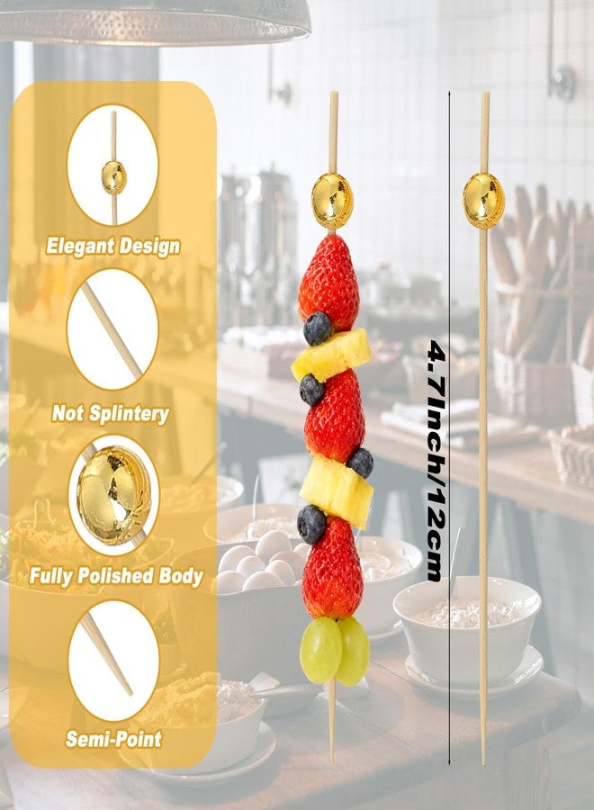 Ysglory 1000 Pcs Cocktail Picks Bamboo Party Toothpicks Decorative Fancy Toothpicks 4.7’’ Long Wooden Appetizer Skewers Gold Ball Food Sticks for Drinks, Fruit, Charcuterie, Wedding Food Party - Image 4